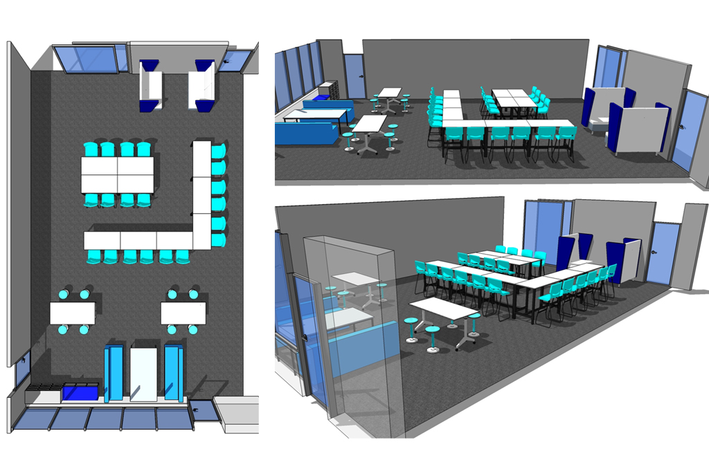 Design plans for Yule Book College collaborative staff room